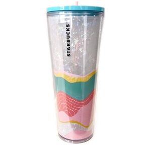 Starbucks 2020 Spring Coral Wave Venti Cold Cup Teal Tumbler